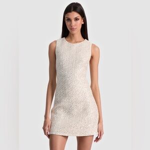 Alice + Olivia Cade Embellished Tweed Mini Dress | 8